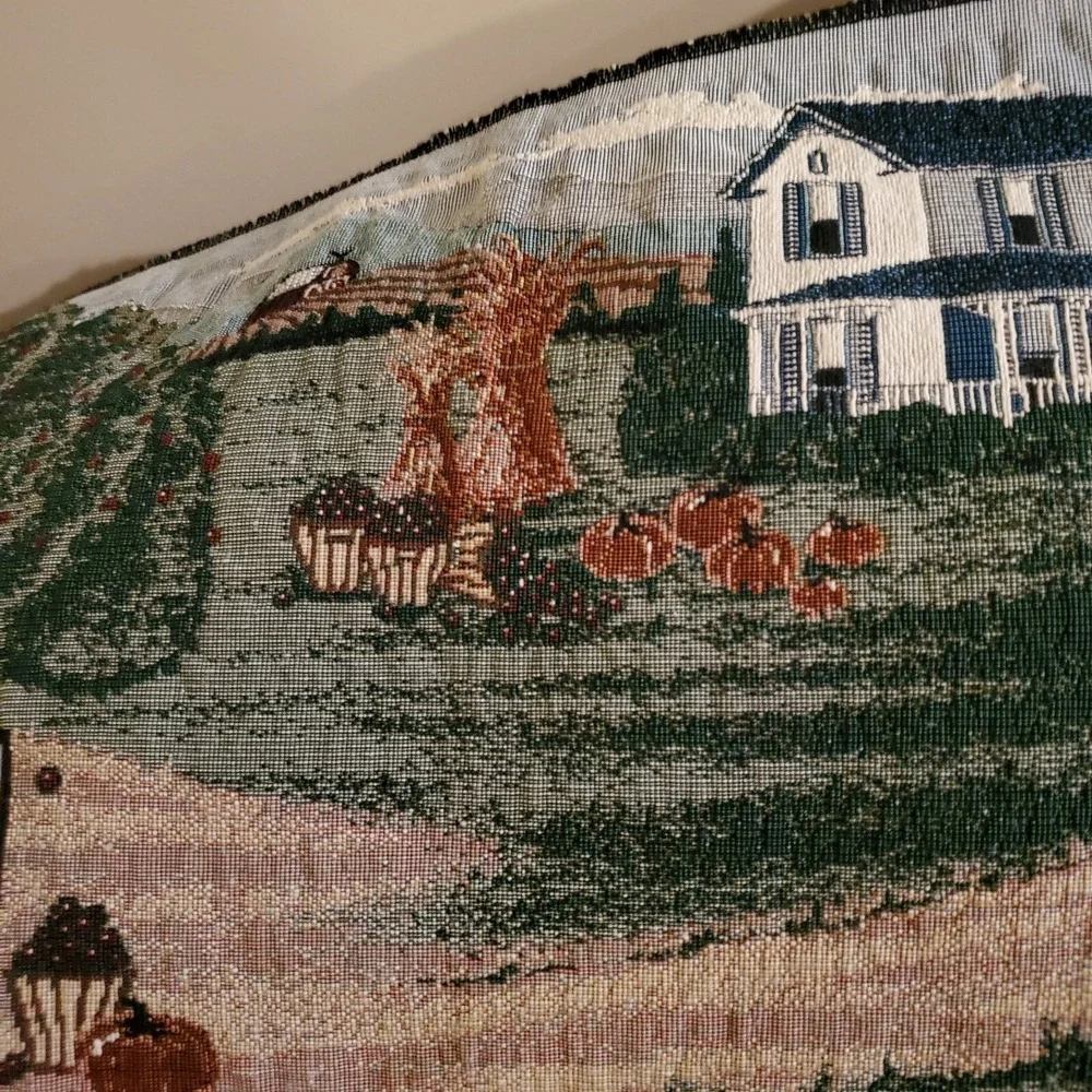 Vintage Woven Tapestry Country Scene 34